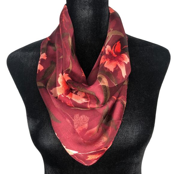 Burgundy Floral Scarf - Picture 3 of 7